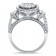 Three Stone Illusion Halo Engagement Ring