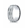 10K White Gold 8mm Comfort-Fit Hammer-Finished High Polished Center Trim and Round Edge Carved Design Band