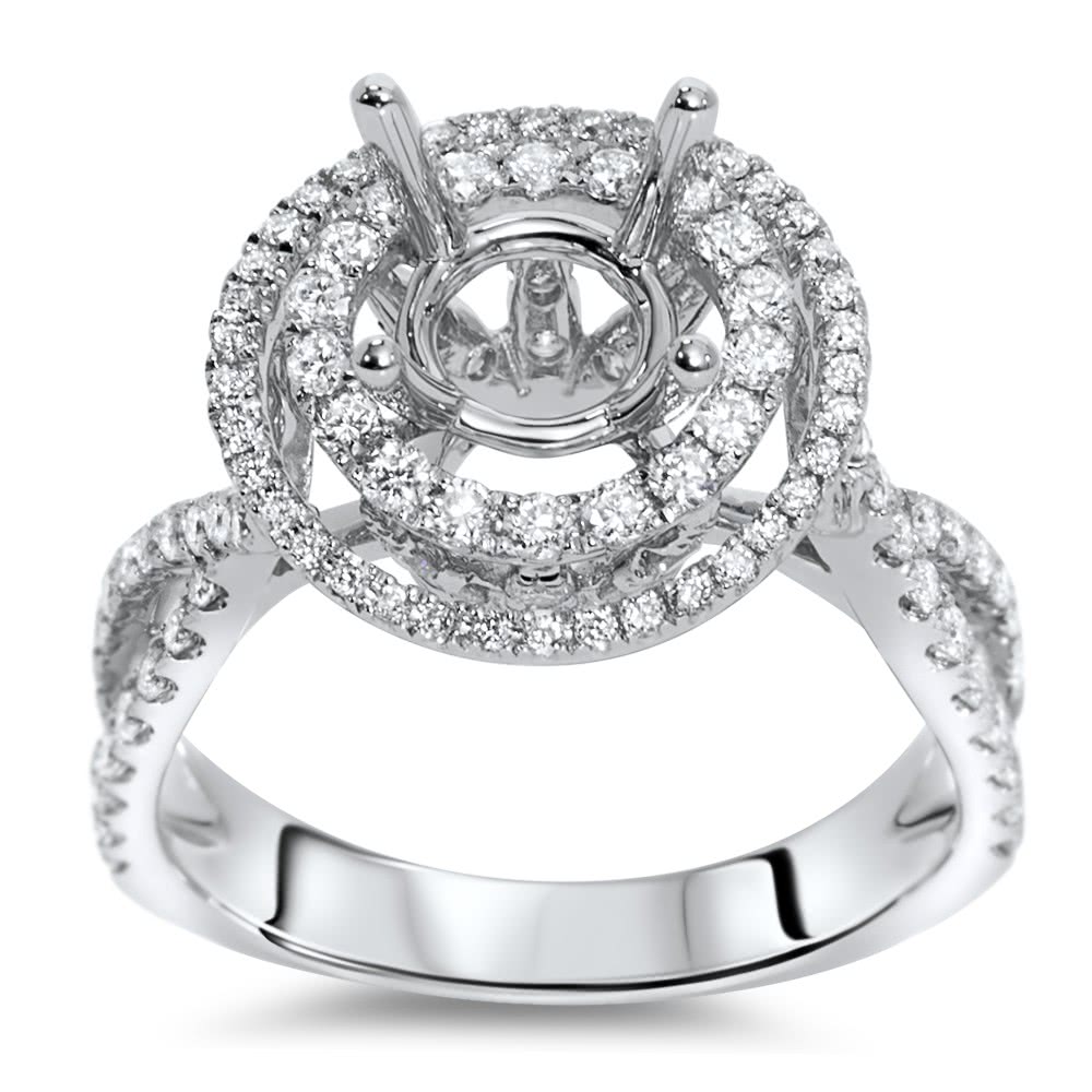 Fana - Double Halo Round Diamond Engagement Ring With Split Diamond Sh –  Robinson's Jewelers