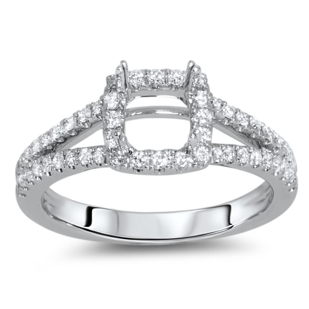 Square Halo Engagement Ring with Split Shank for 1ct Stone | AR14-036 | Aura Diamonds | Dallas TX